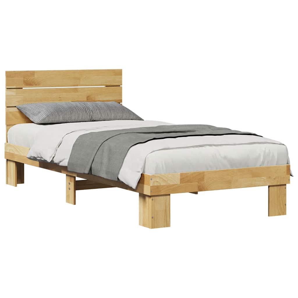 Massivholzbett mit Kopfteil ohne Matratze 75x190 cm Eichenholz