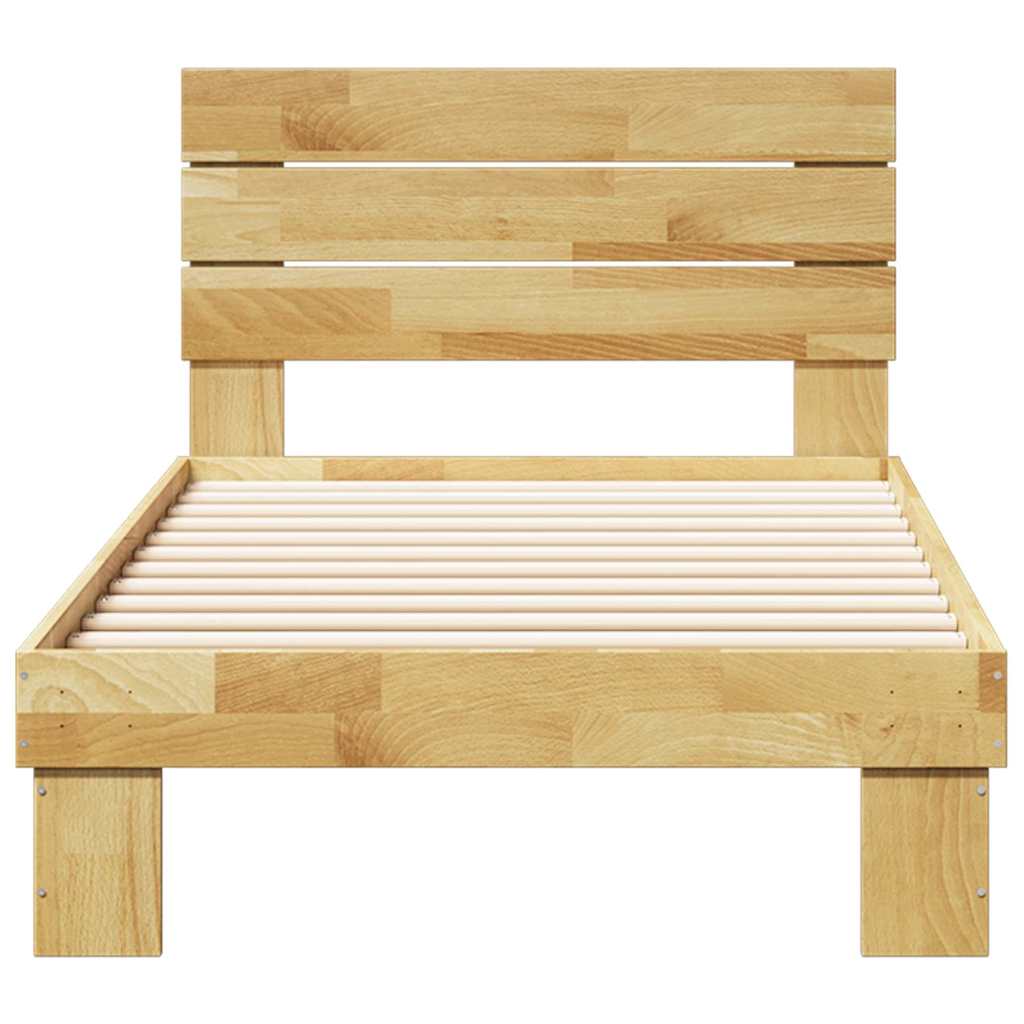 Massivholzbett mit Kopfteil ohne Matratze 75x190 cm Eichenholz