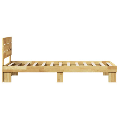 Massivholzbett mit Kopfteil ohne Matratze 75x190 cm Eichenholz