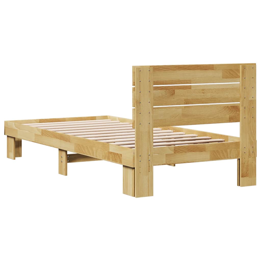 Massivholzbett mit Kopfteil ohne Matratze 75x190 cm Eichenholz