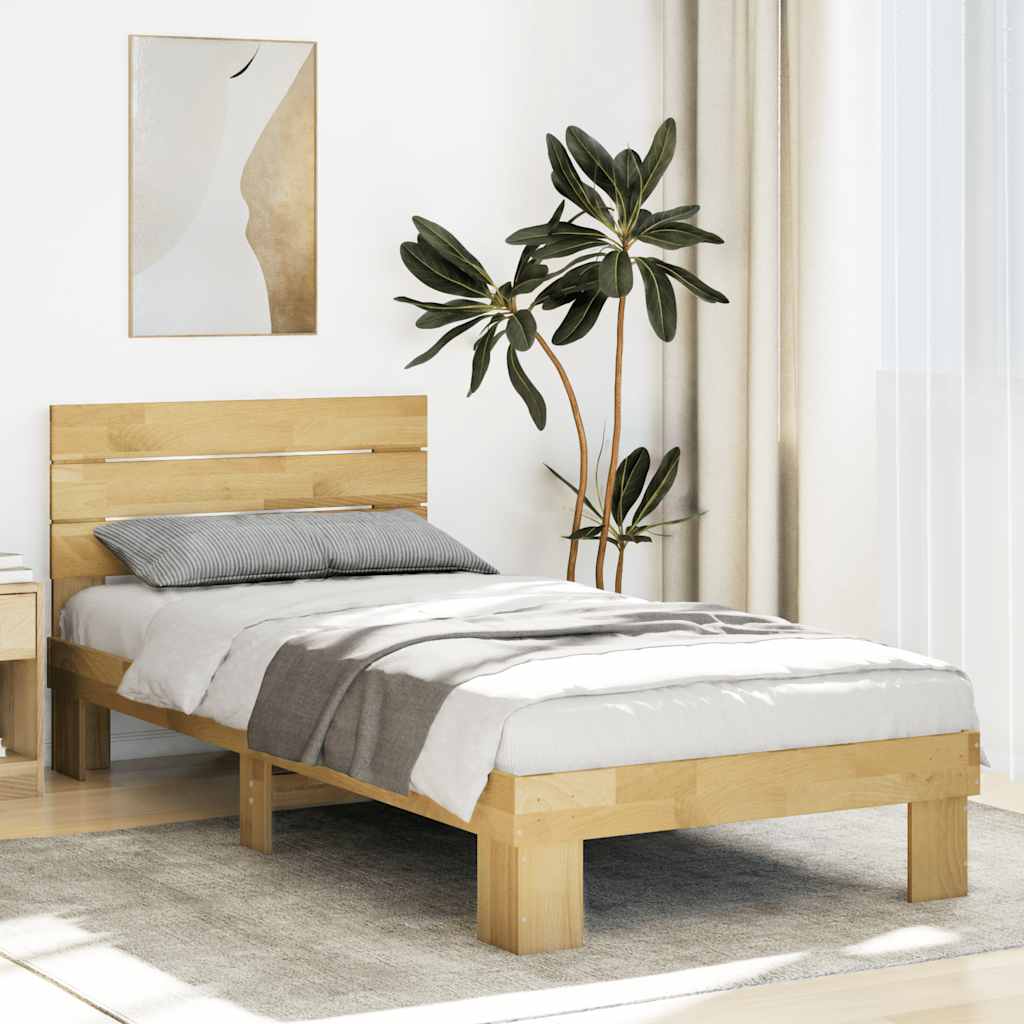 Massivholzbett mit Kopfteil ohne Matratze 75x190 cm Eichenholz