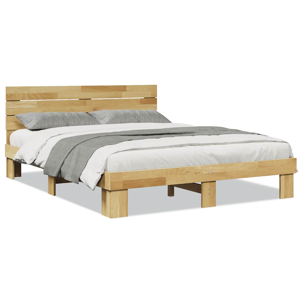 Massivholzbett mit Kopfteil ohne Matratze 135x190 cm Eichenholz