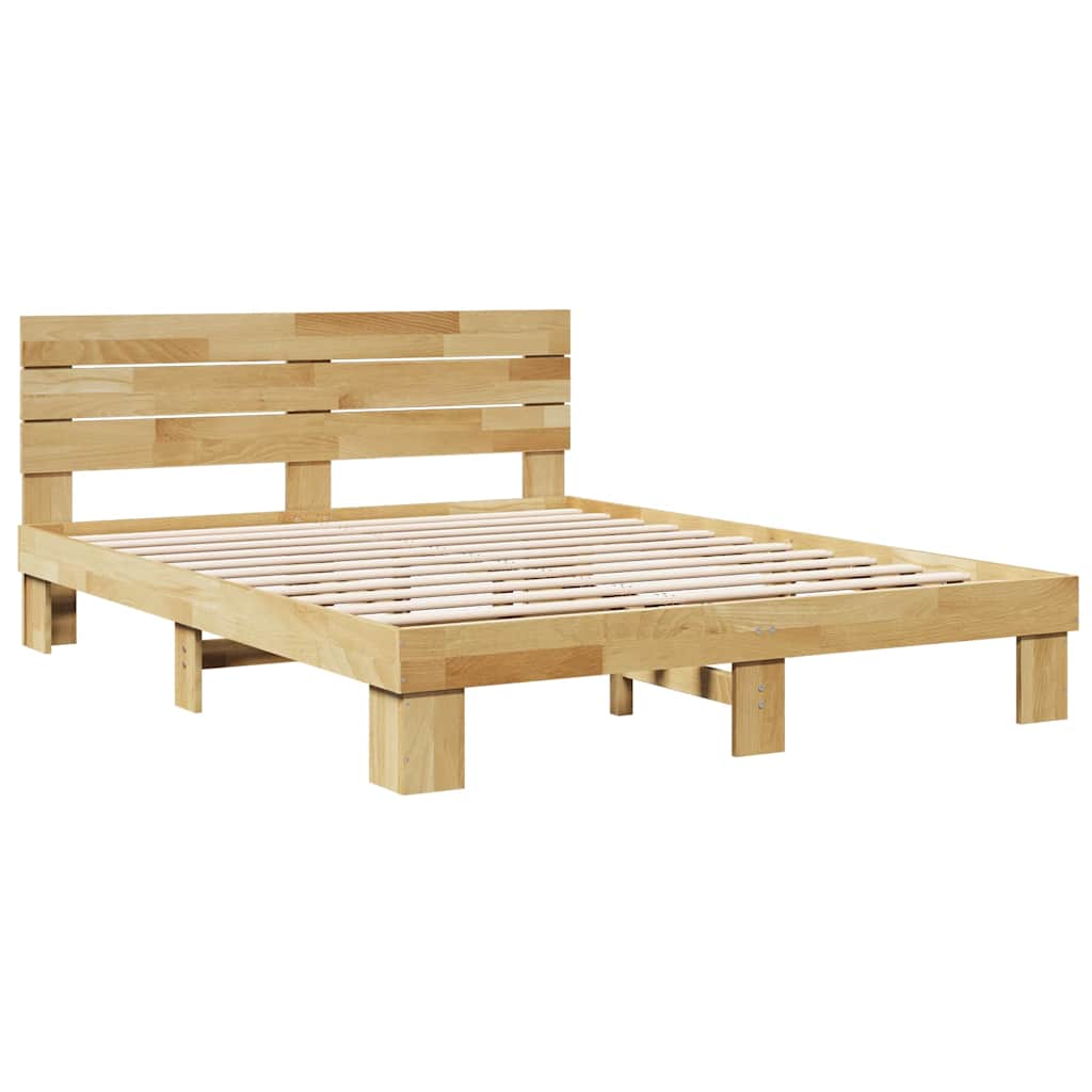Massivholzbett mit Kopfteil ohne Matratze 135x190 cm Eichenholz