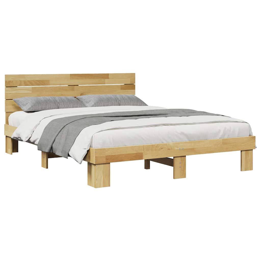 Massivholzbett mit Kopfteil ohne Matratze 135x190 cm Eichenholz