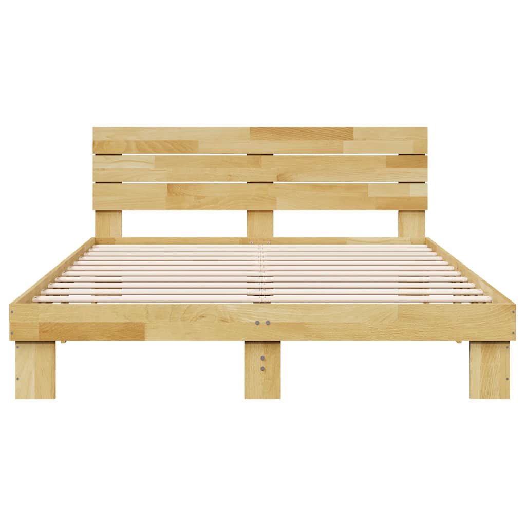Massivholzbett mit Kopfteil ohne Matratze 135x190 cm Eichenholz