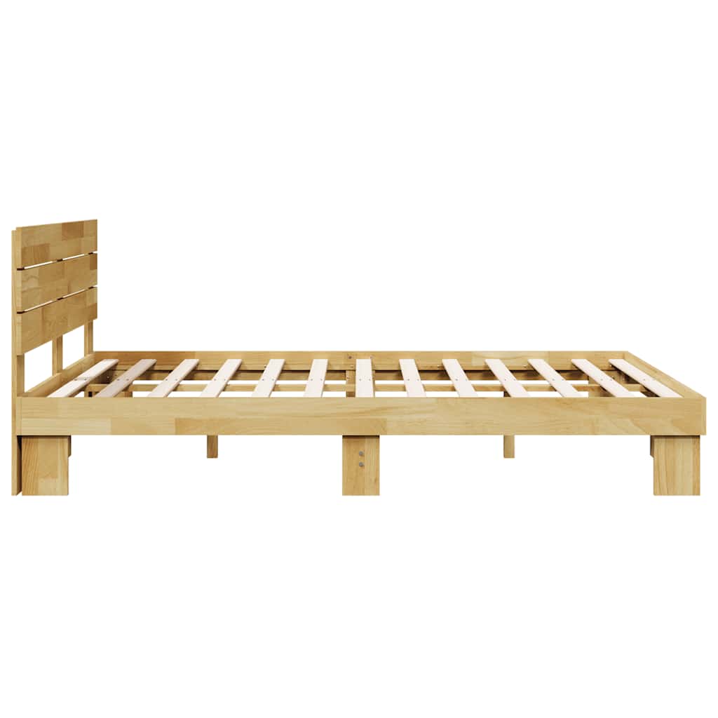 Massivholzbett mit Kopfteil ohne Matratze 135x190 cm Eichenholz