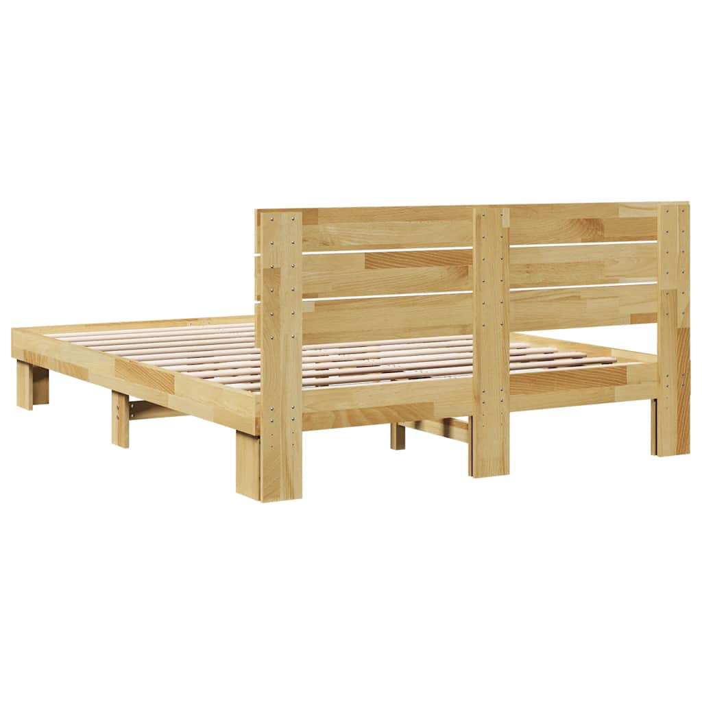 Massivholzbett mit Kopfteil ohne Matratze 135x190 cm Eichenholz