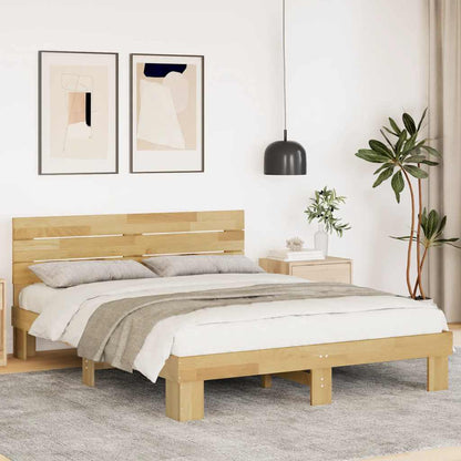 Massivholzbett mit Kopfteil ohne Matratze 135x190 cm Eichenholz