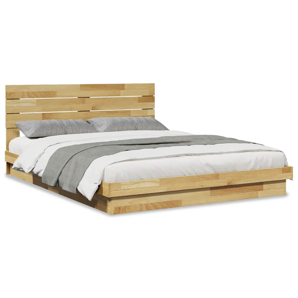 Massivholzbett mit Kopfteil ohne Matratze 150x200 cm Eichenholz