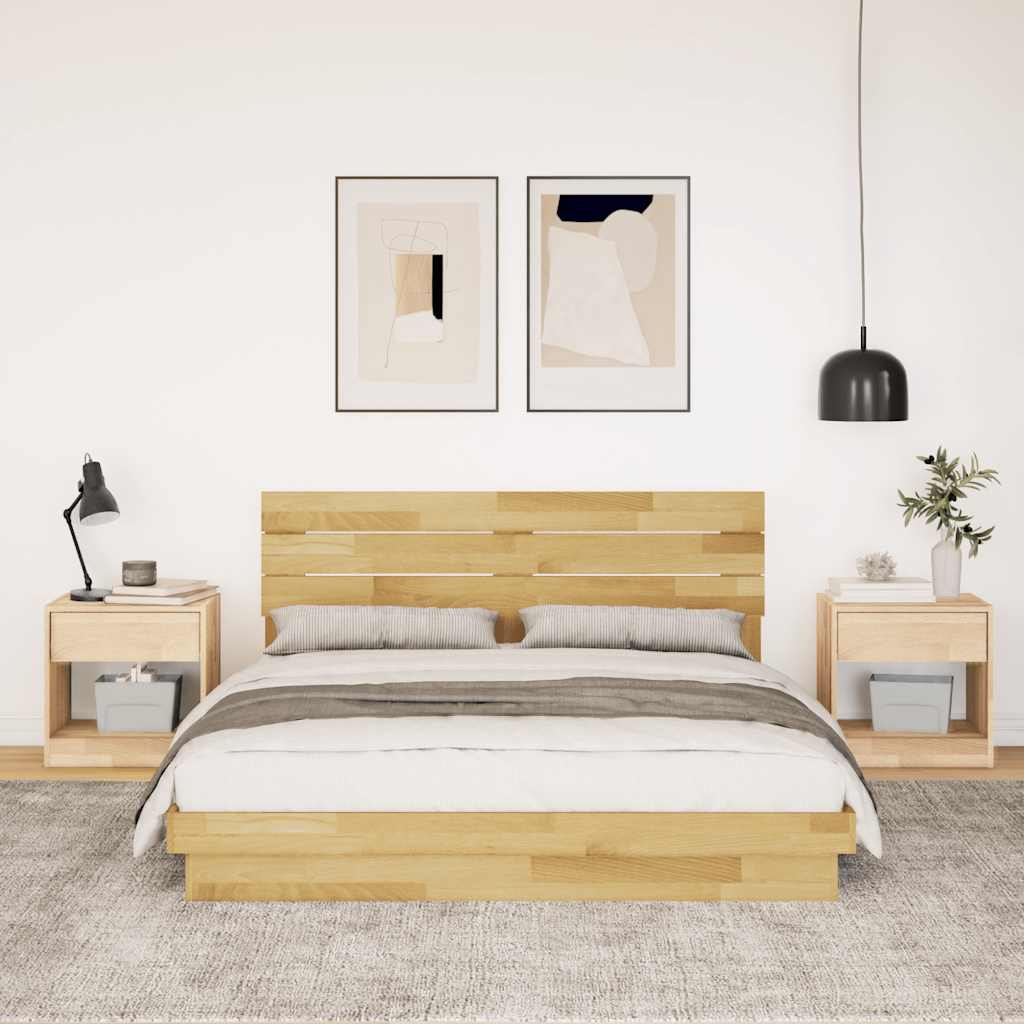Massivholzbett mit Kopfteil ohne Matratze 150x200 cm Eichenholz