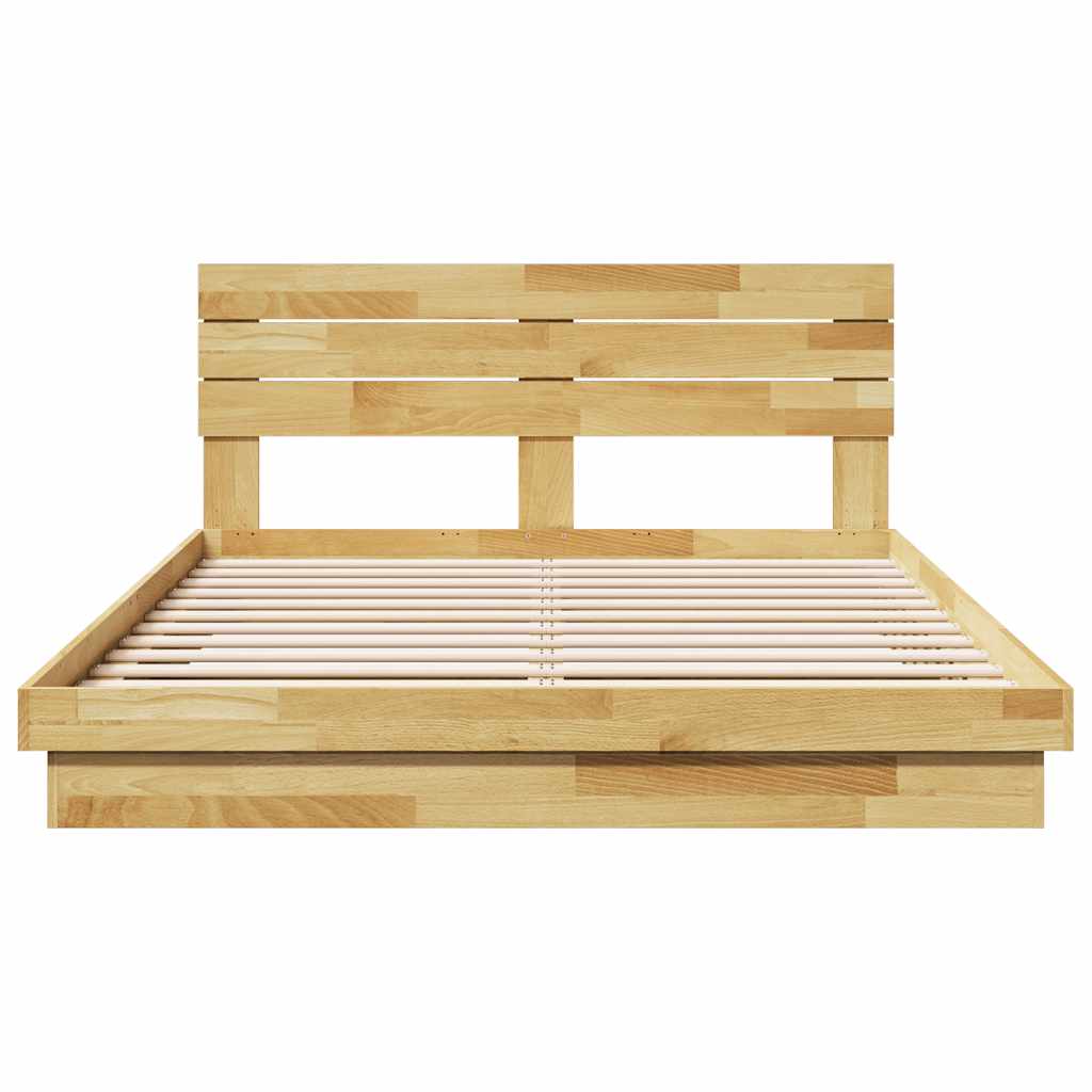 Massivholzbett mit Kopfteil ohne Matratze 150x200 cm Eichenholz