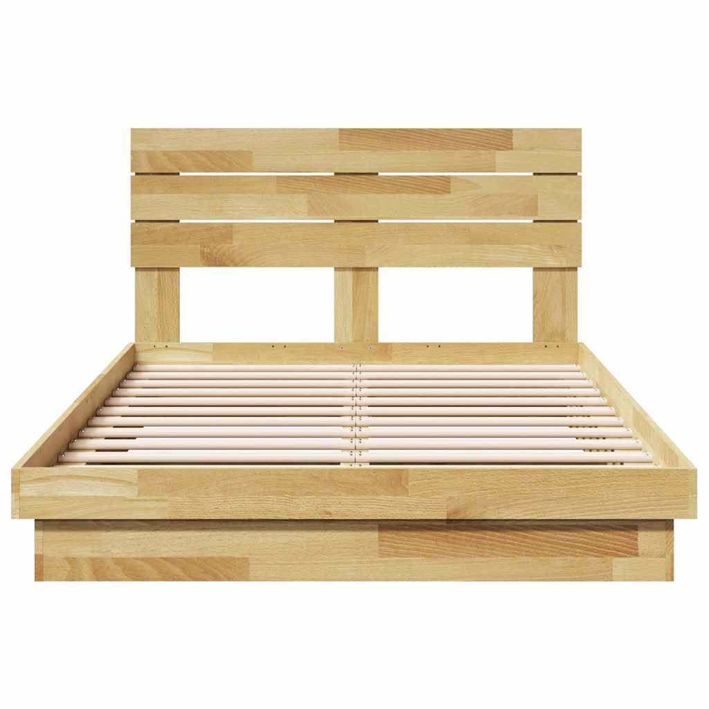 Massivholzbett mit Kopfteil ohne Matratze 120x200 cm Eichenholz
