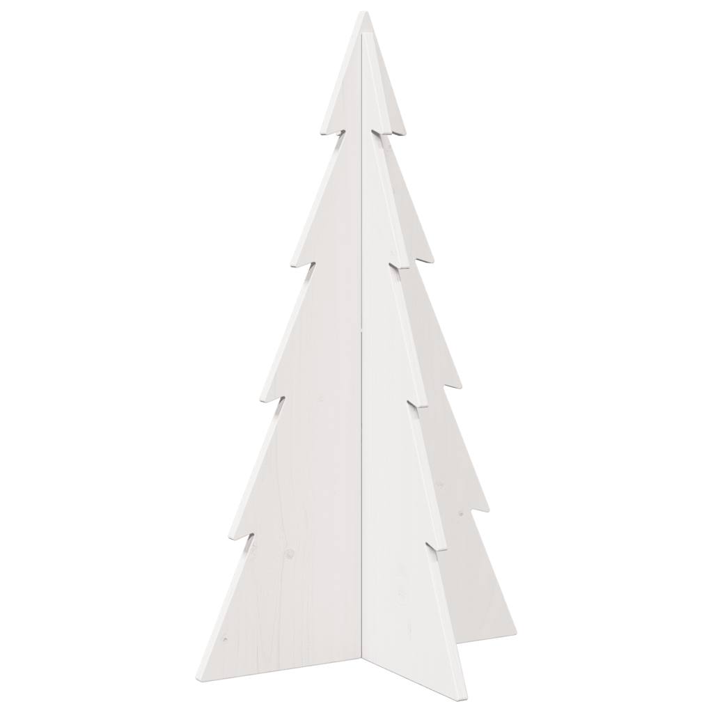 Sapin de Noël à décorer blanc 80 cm en bois de pin massif