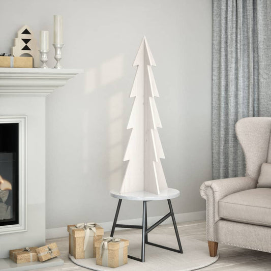 Sapin de Noël à décorer blanc 112 cm en bois de pin massif