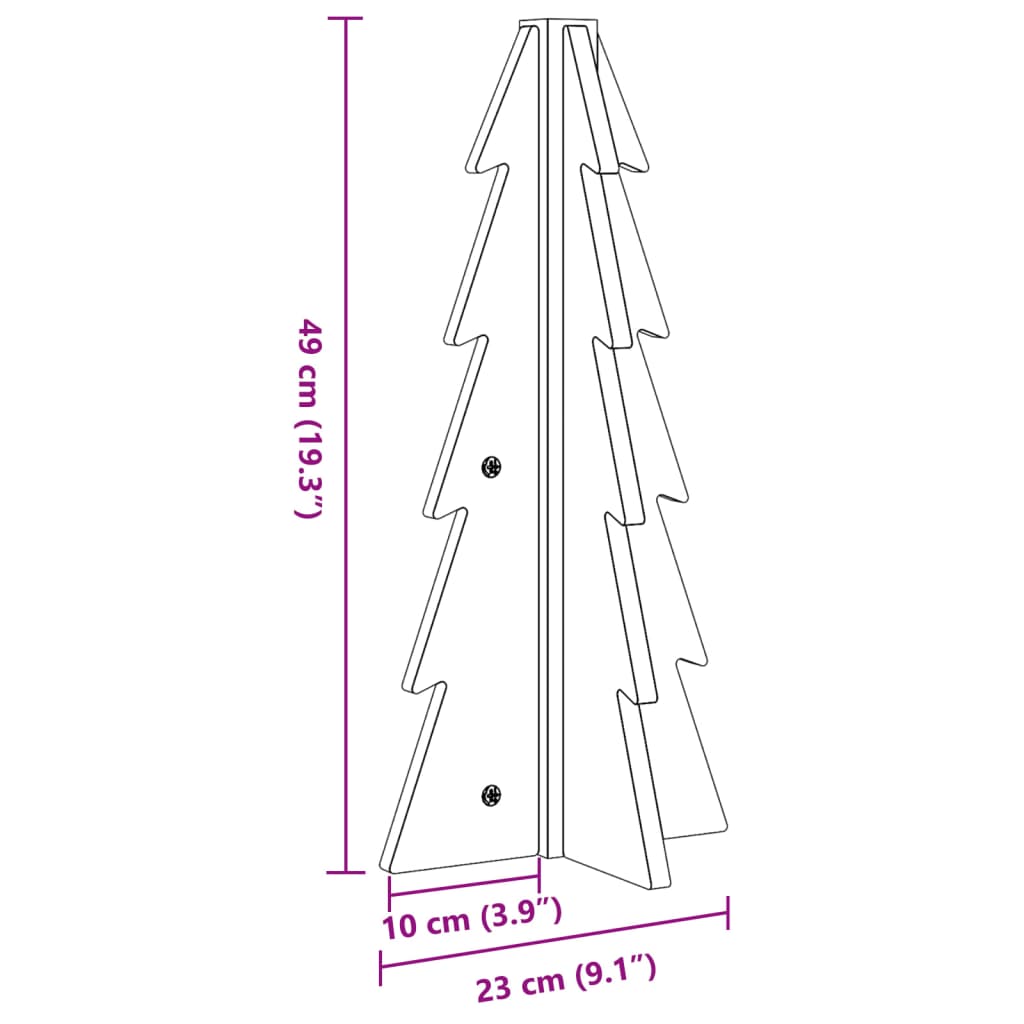 Bois de sapin de Noël à décorer en bois de pin massif 49 cm