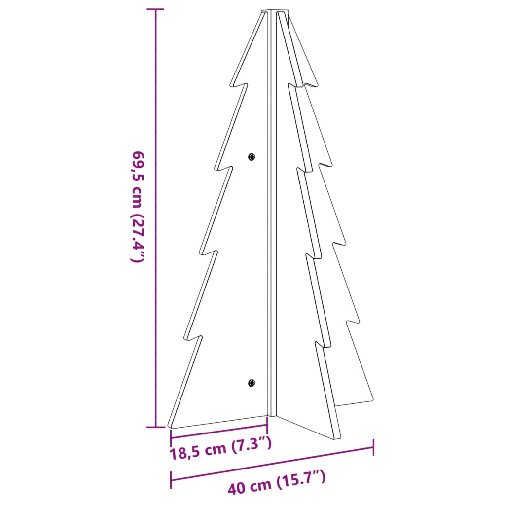 Bois de sapin de Noël à décorer 69,5 cm en bois de pin massif