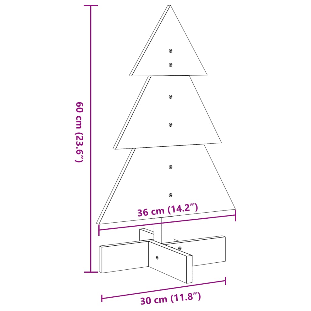 Bois de sapin de Noël à décorer en bois de pin massif 60 cm