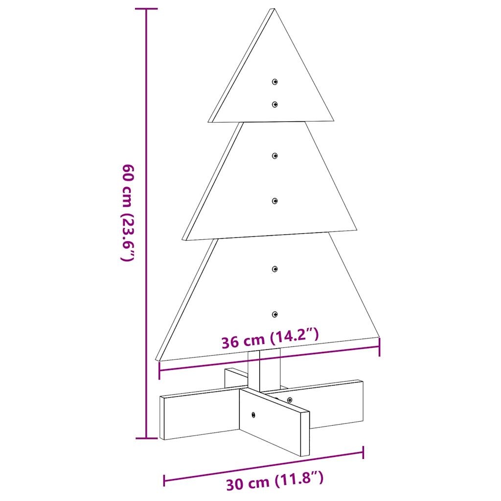 Sapin de Noël à décorer blanc 60 cm en bois de pin massif