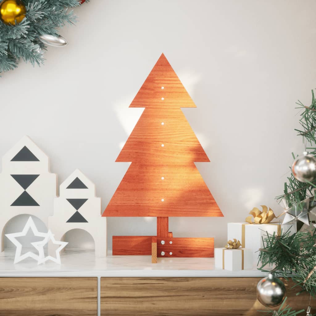 Sapin de Noël à décorer wax marron 60 cm en bois de pin massif