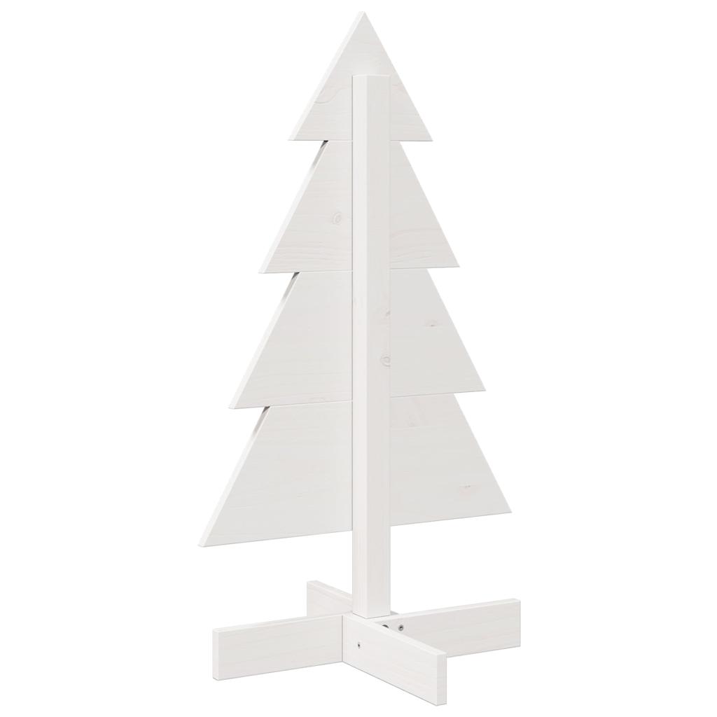 Sapin de Noël à décorer blanc 80 cm en bois de pin massif