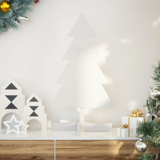 Sapin de Noël à décorer blanc 80 cm en bois de pin massif