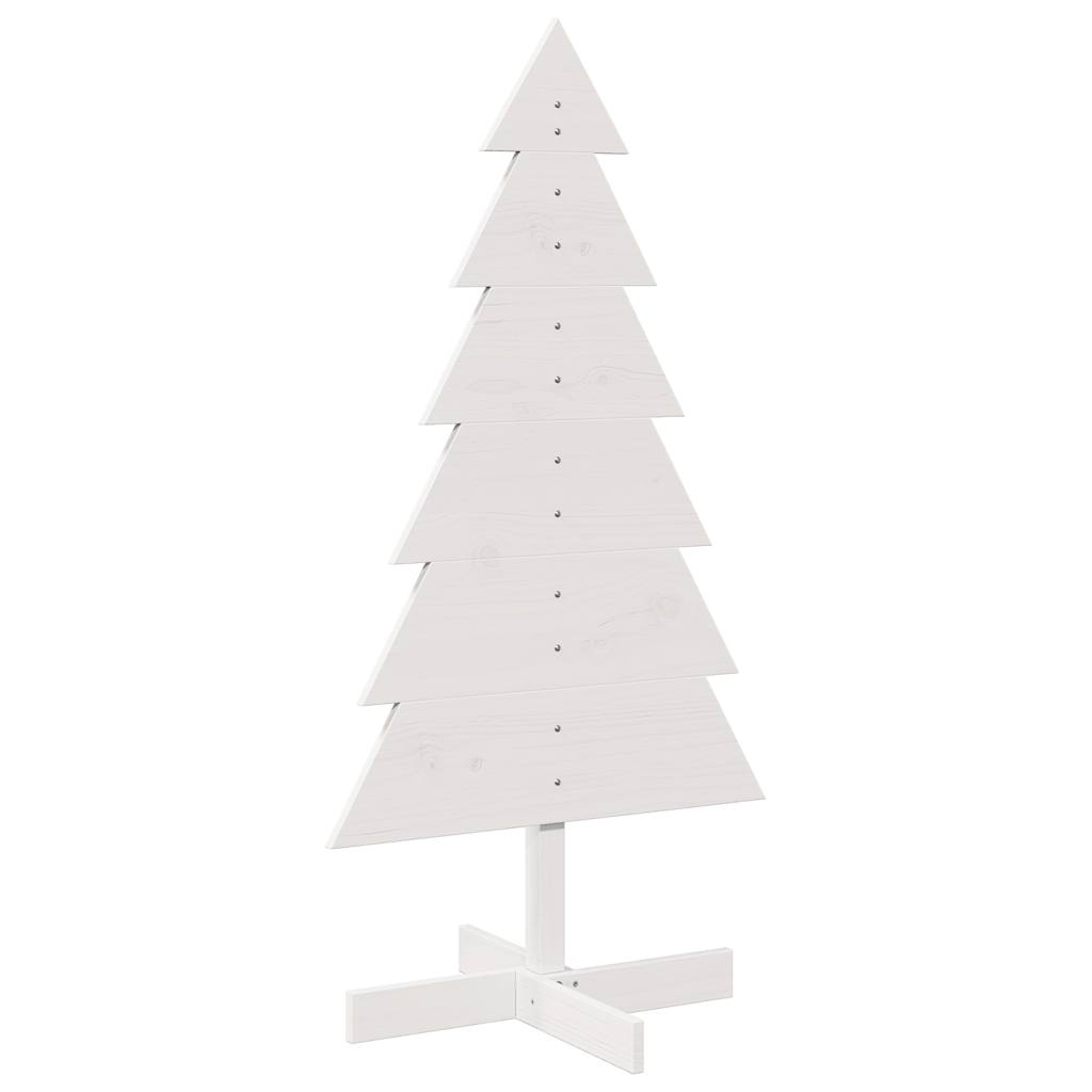 Sapin de Noël à décorer blanc 120 cm en bois de pin massif