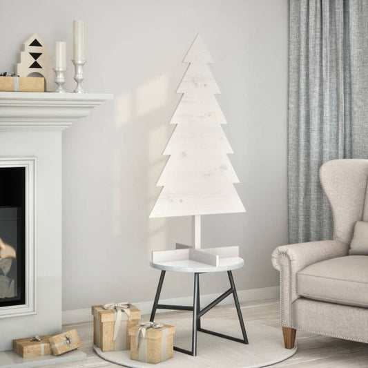 Sapin de Noël à décorer blanc 120 cm en bois de pin massif