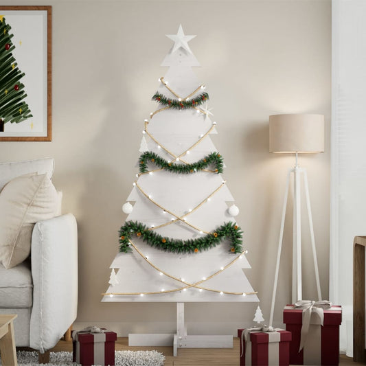 Sapin de Noël à décorer blanc 150 cm en bois de pin massif