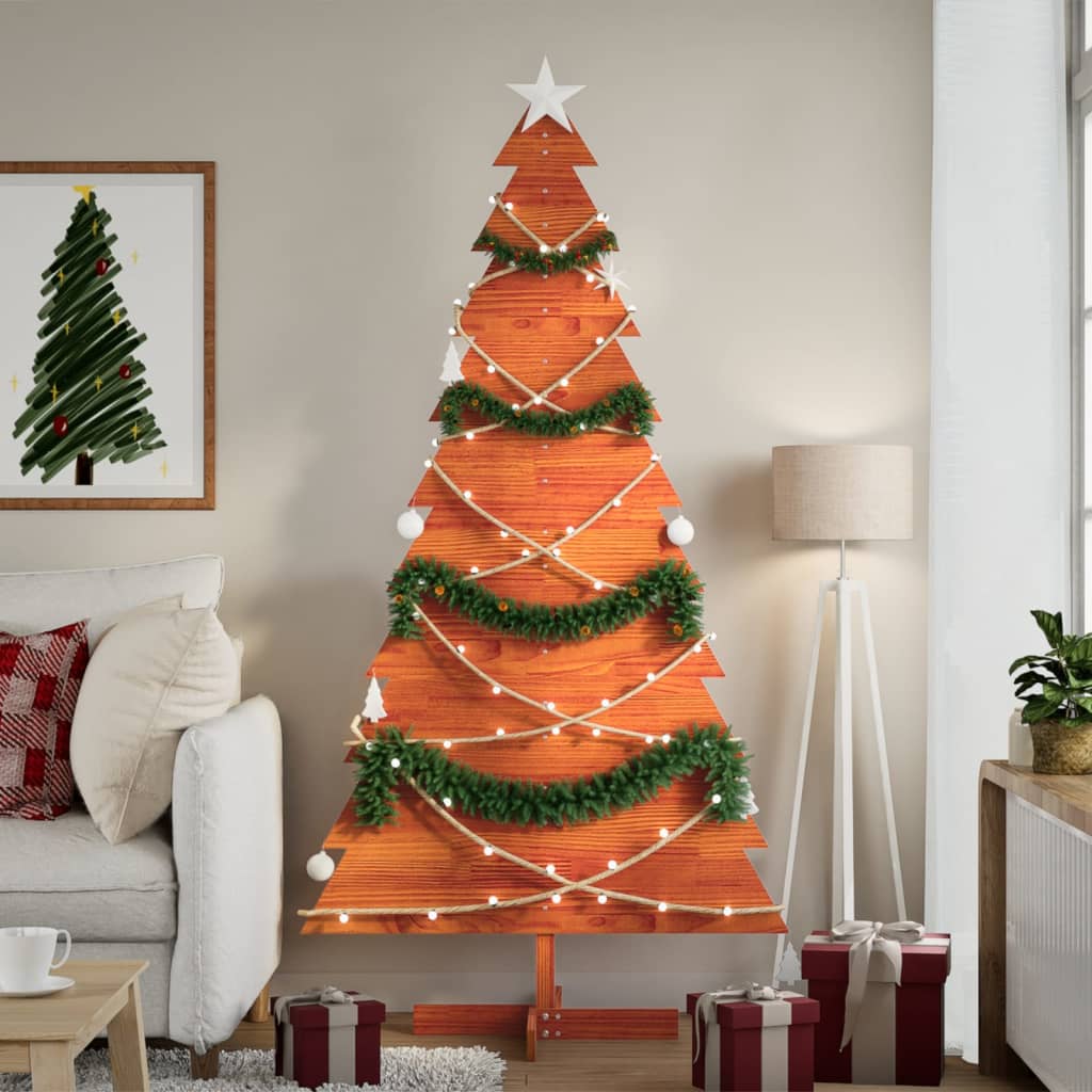 Sapin de Noël à décorer wax marron 180cm bois de pin massif