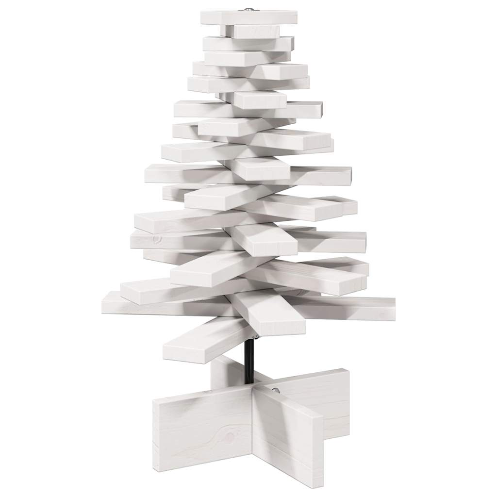 Sapin de Noël à décorer blanc 60 cm en bois de pin massif