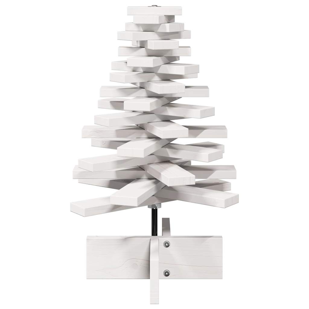 Sapin de Noël à décorer blanc 60 cm en bois de pin massif