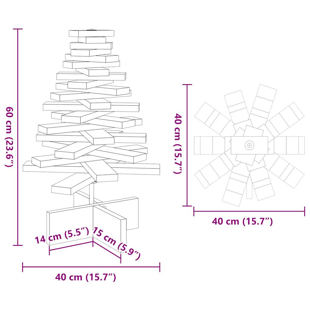 Sapin de Noël à décorer blanc 60 cm en bois de pin massif