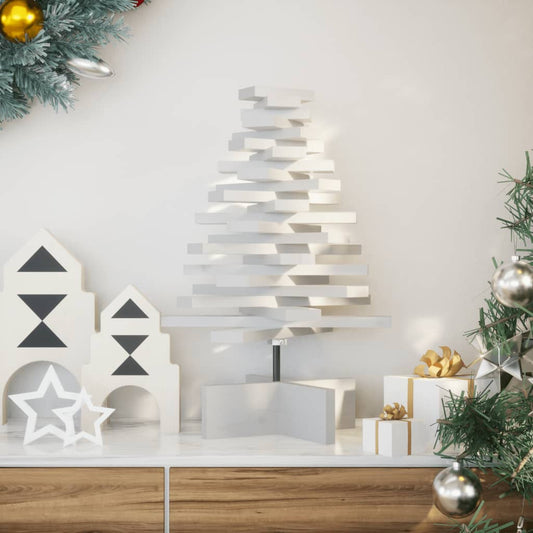 Sapin de Noël à décorer blanc 60 cm en bois de pin massif