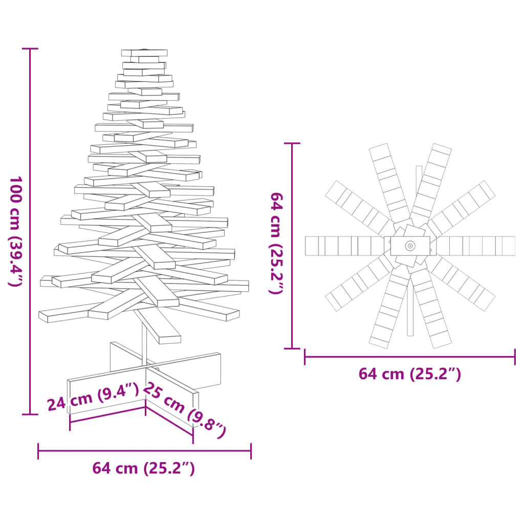 Weihnachtsbaum Holz zum Schmücken 100 cm Massivholz Kiefer