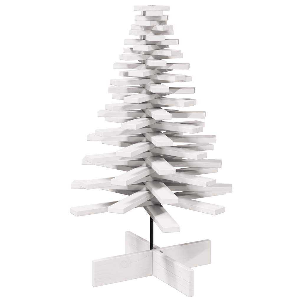 Sapin de Noël à décorer blanc 100 cm en bois de pin massif