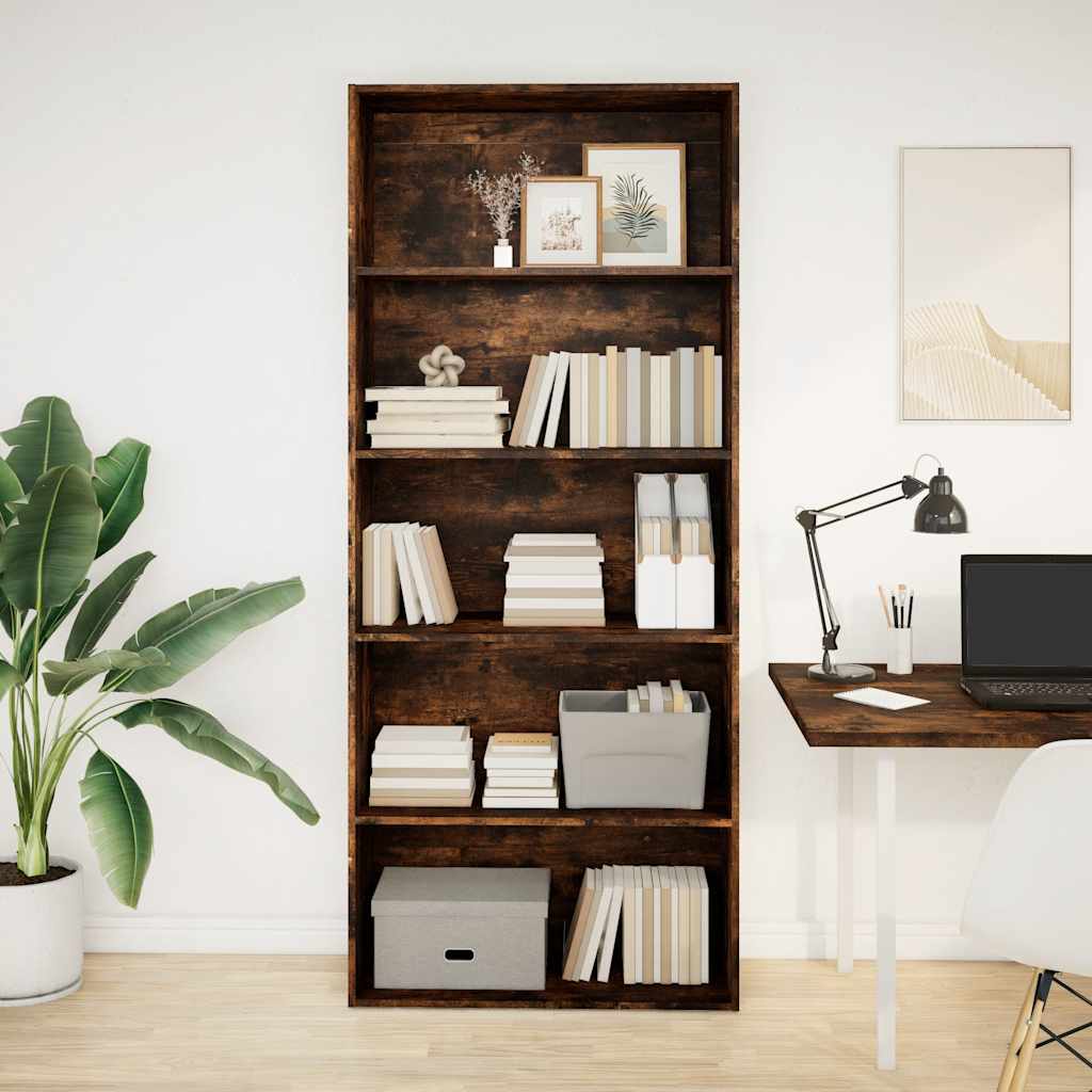 Bookshelf smoked oak 80x30x189 cm wood material