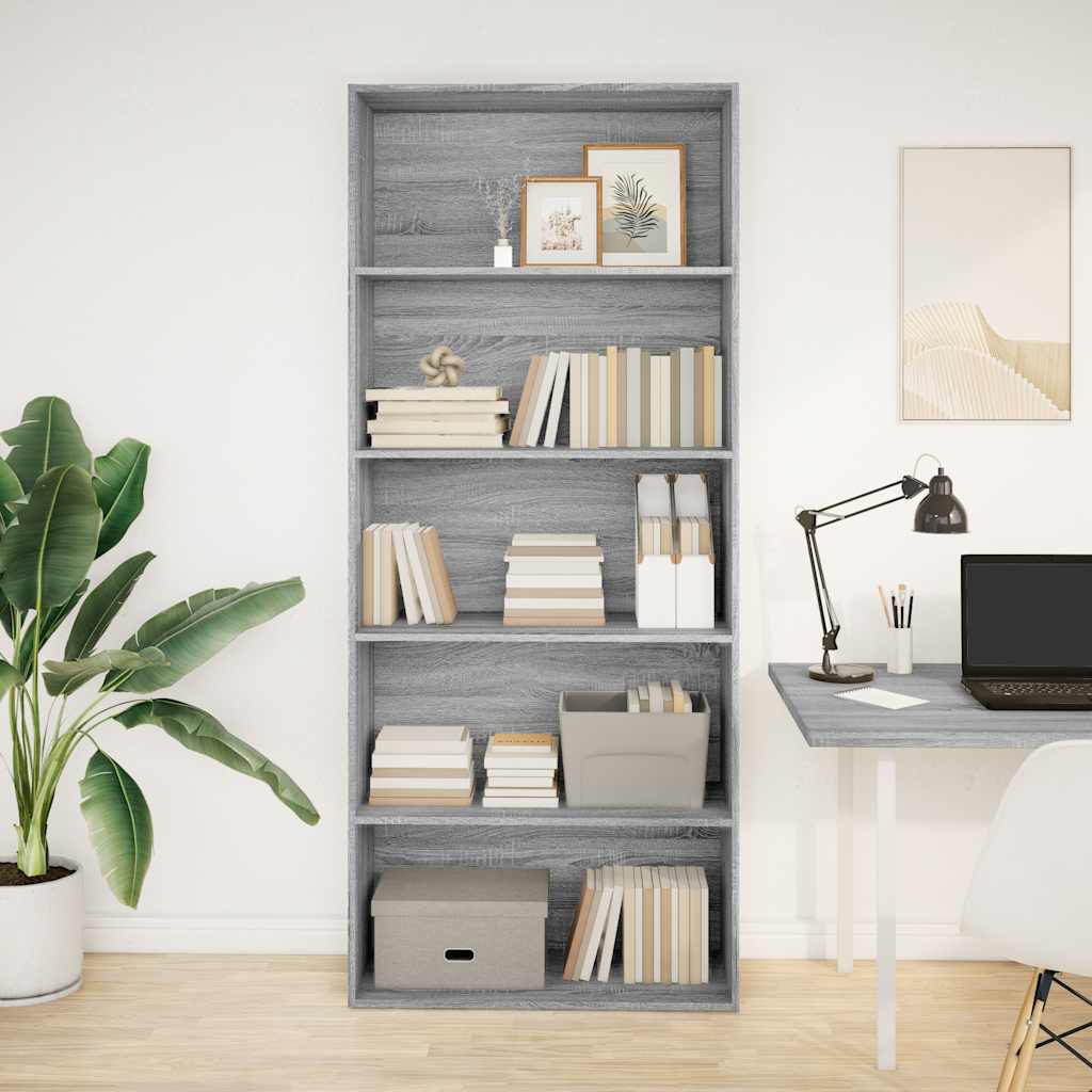 Bookshelf Grey Sonoma 80x30x189 cm wood-based material