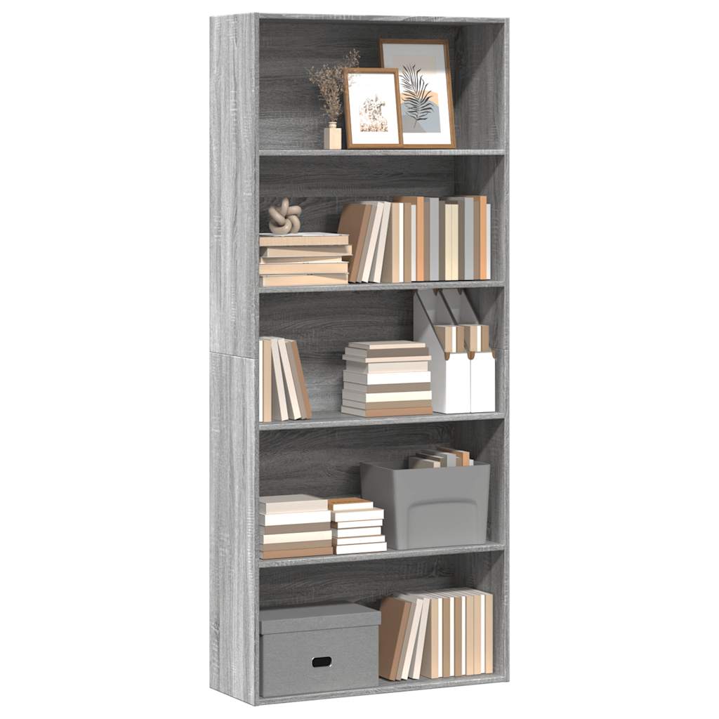 Bookshelf Grey Sonoma 80x30x189 cm wood-based material