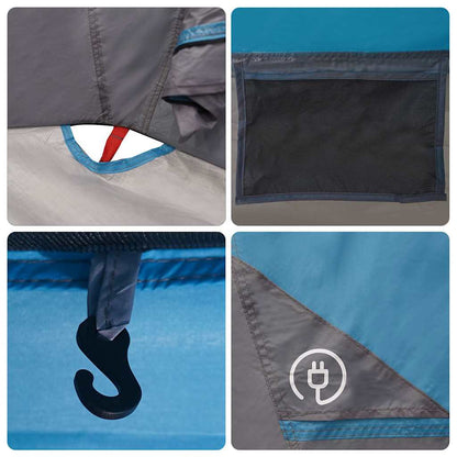 Campingzelt 4 Personen Blau Wasserdicht