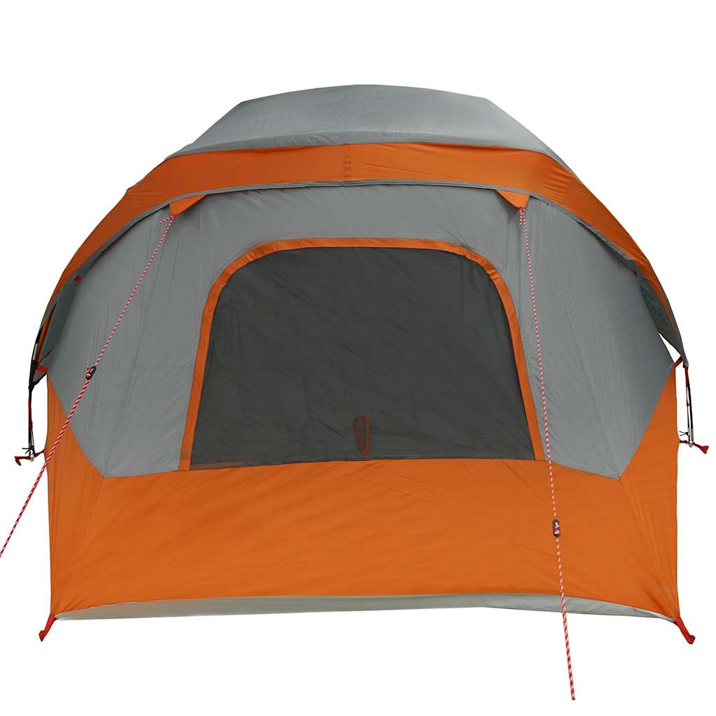 Campingzelt 4 Personen Grau und Orange Wasserdicht