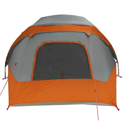 Campingzelt 4 Personen Grau und Orange Wasserdicht