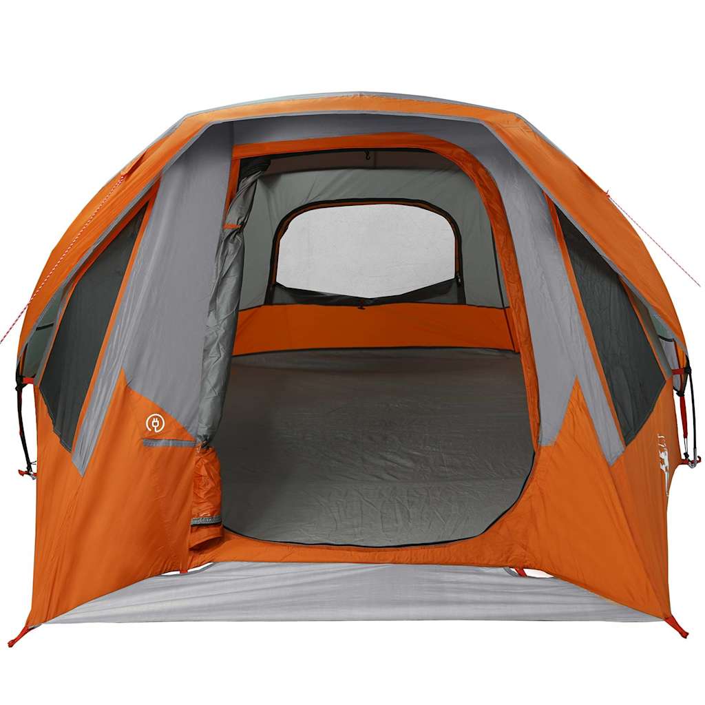 Campingzelt 4 Personen Grau und Orange Wasserdicht