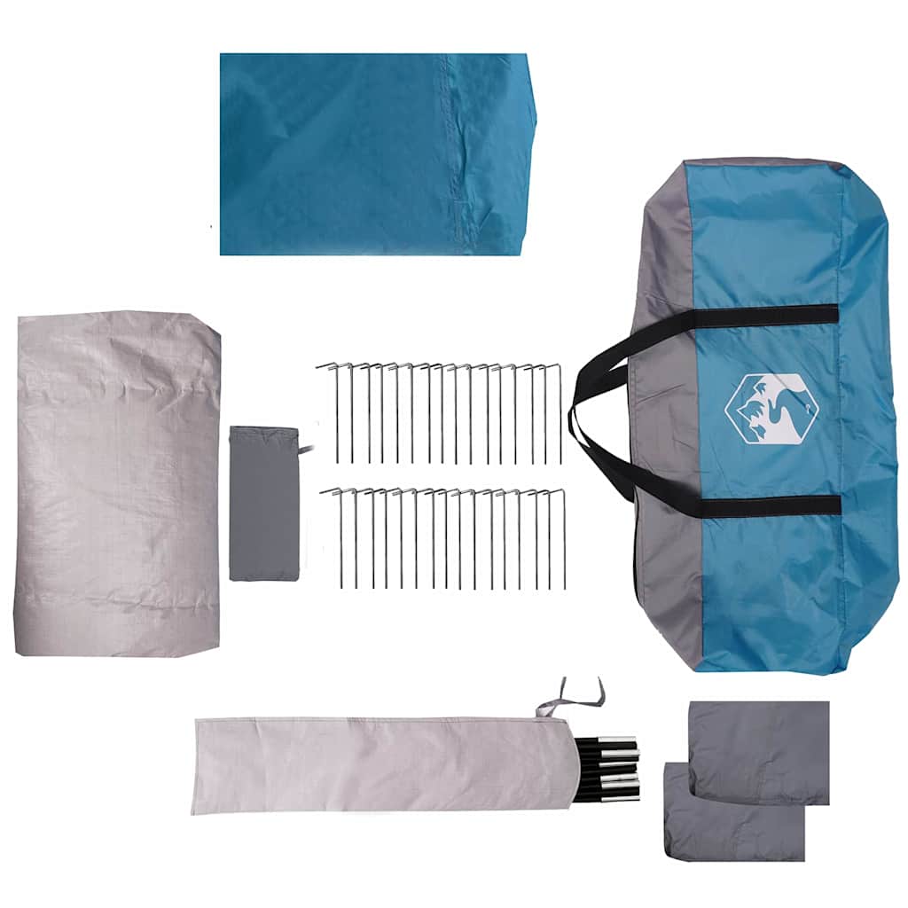 Familienzelt mit Dach Blau und Grau 721 x 335 x 212 cm