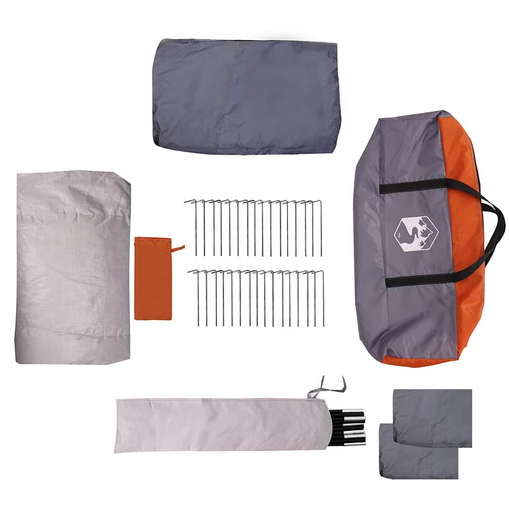 Familienzelt mit Dach Grau und Orange 721 x 335 x 212 cm