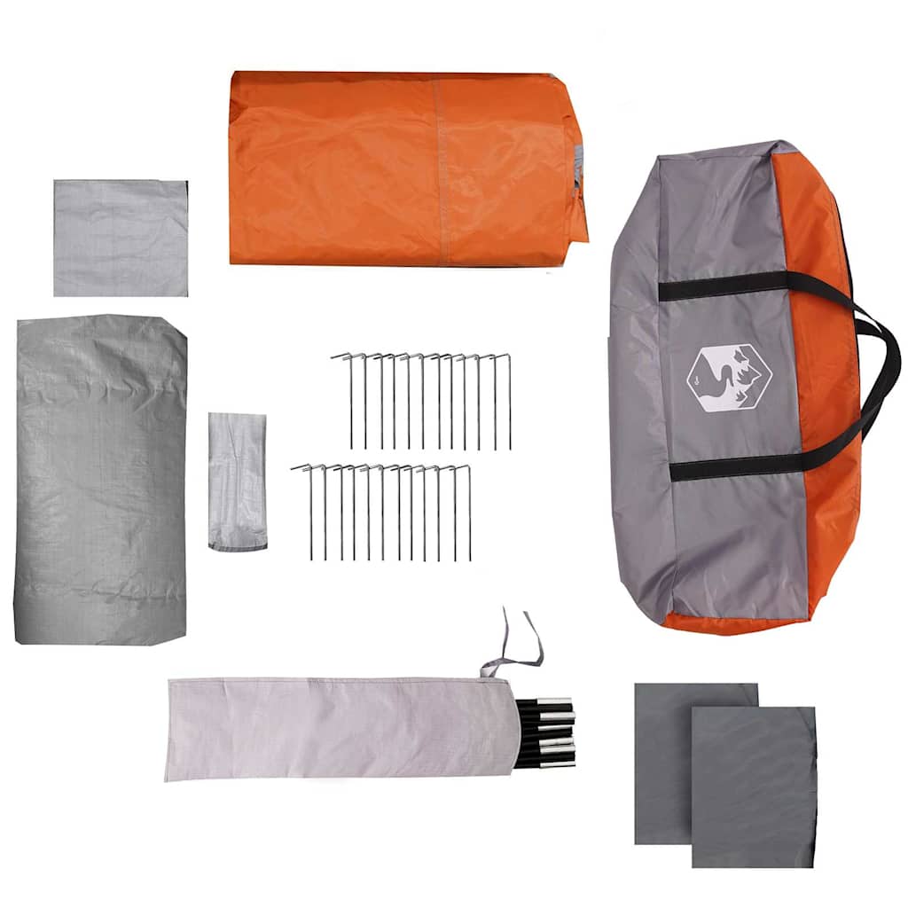 Familienzelt mit Dach Grau und Orange 576 x 325 x 213 cm