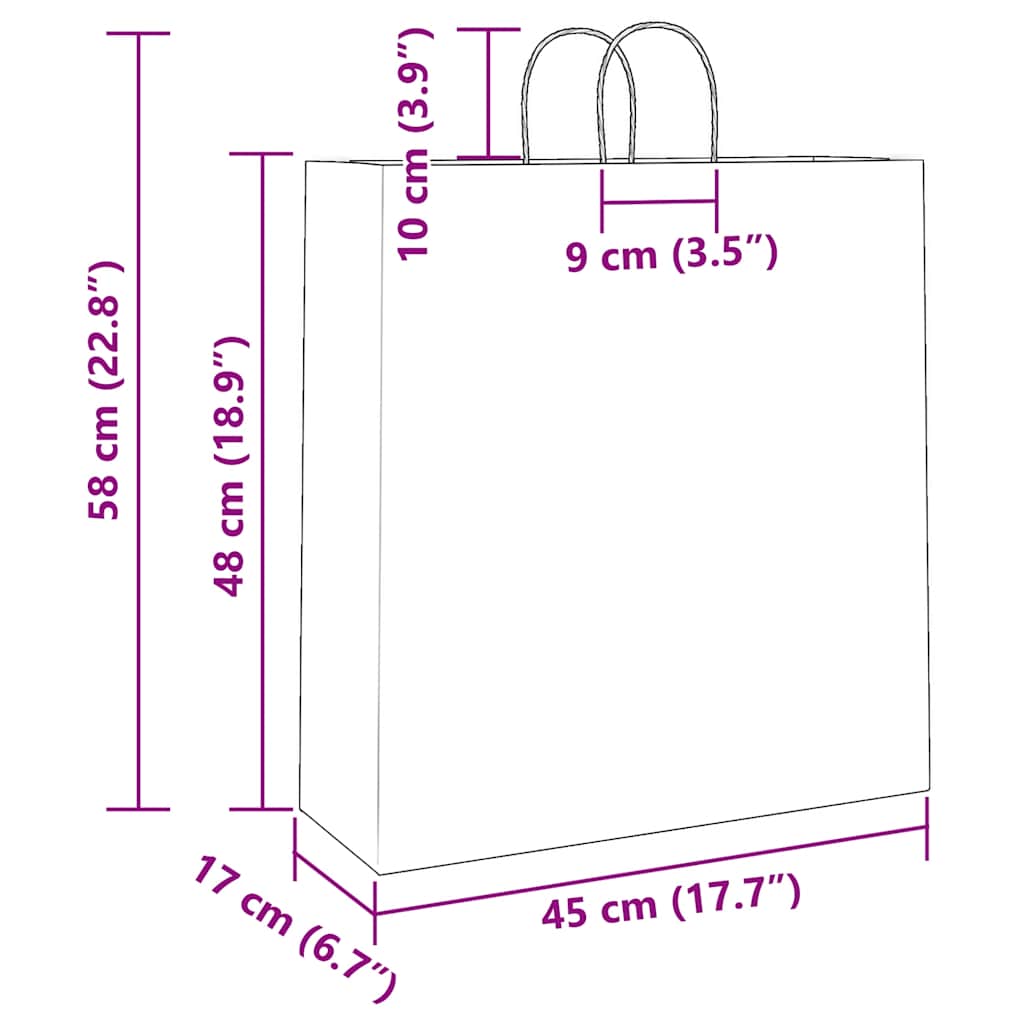 Papiertragetaschen 250 Stk. mit Henkeln Braun 45x17x48 cm