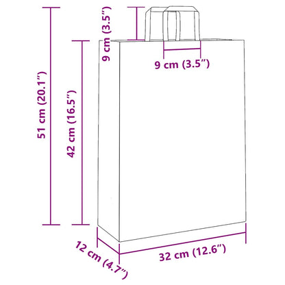 Papiertragetaschen 50 Stk. mit Henkeln Braun 32x12x42 cm
