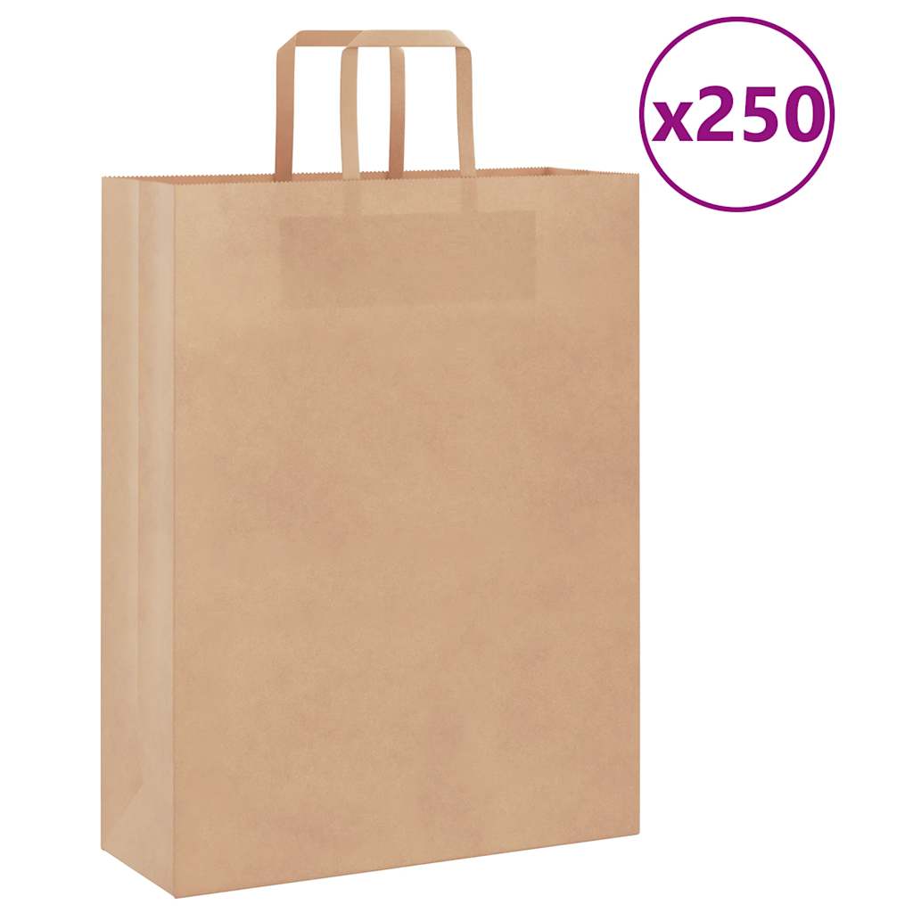 Papiertragetaschen 250 Stk. mit Henkeln Braun 32x12x42 cm