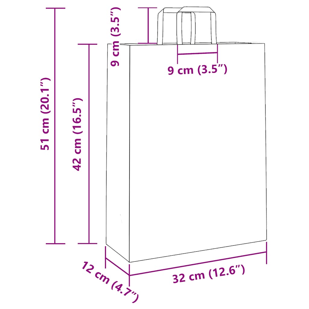 Papiertragetaschen 250 Stk. mit Henkeln Braun 32x12x42 cm