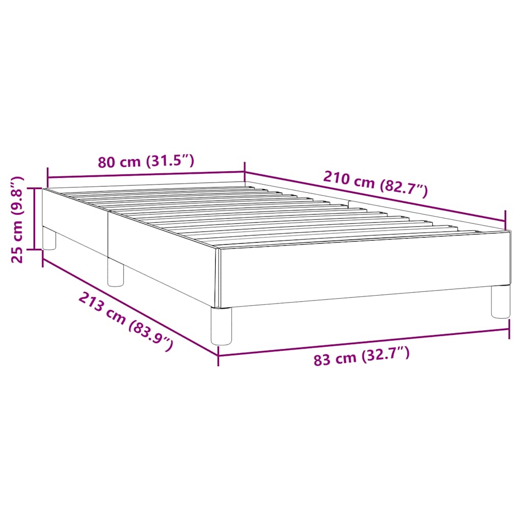 Boxspringbett ohne Matratze Hellgrau 80x210 cm Samt